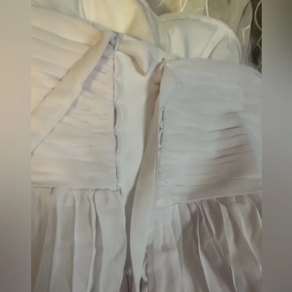 Wedding/Prom Elegant Strapless White Dress with Tiered Layering and Corset Back - Picture 5 of 5
